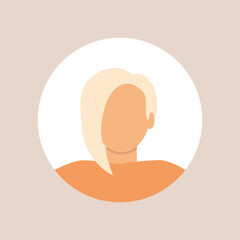 Flat illustration. Stylish profile of a woman. Avatar, user profile, person icon, silhouette, profile picture. Suitable for social media profiles, icons, screensavers and as a template...
