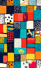 Hand-drawn 2D Doodle Tile and Carpet Patterns with White Borders – Geometric, Floral, and Abstract Designs