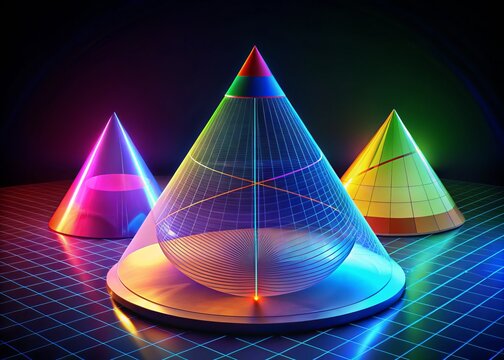 Geometric Representation of Cone Volume Formula with Dimensions and Variables for Educational Use
