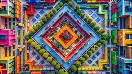 Geometric Square Design with Bold Colors and Clean Lines for Modern Abstract Backgrounds