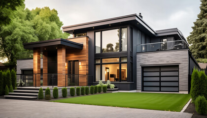 Contemporary Home. Open Concept Design with Floor-to-Ceiling Windows and Modern Finishes. Architecture, Real Estate.