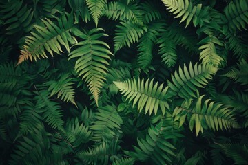 Lush Green Fern Leaves with Vibrant Foliage: Botanical Photography for Nature-Inspired Design