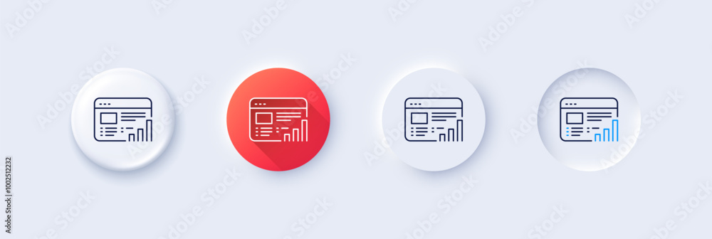 Aufkleber web report line icon. neumorphic, red gradient, 3d pin buttons. column graph sign. growth diagram sy