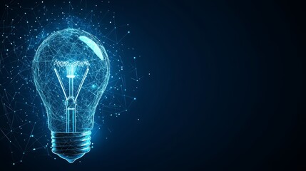 Abstract Digital Light Bulb on Blue Technology Background. Idea Generation, Innovation.
