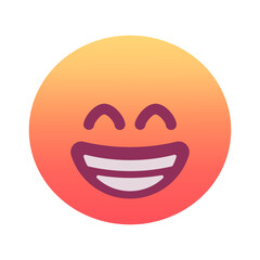 Beaming face with smiling eyes emoji icon. Trendy colors, popular element for social media and digital designs. Emoticon, isolated element.