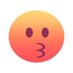 Kissing face emoji icon. Trendy colors, popular element for social media and digital designs. Emoticon, isolated element.