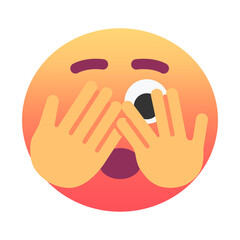 Obraz premium Face with peeking eye emoji icon. Trendy colors, popular element for social media and digital designs. Emoticon, isolated element.