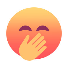 Face with hand over mouth emoji icon. Trendy colors, popular element for social media and digital designs. Emoticon, isolated element.