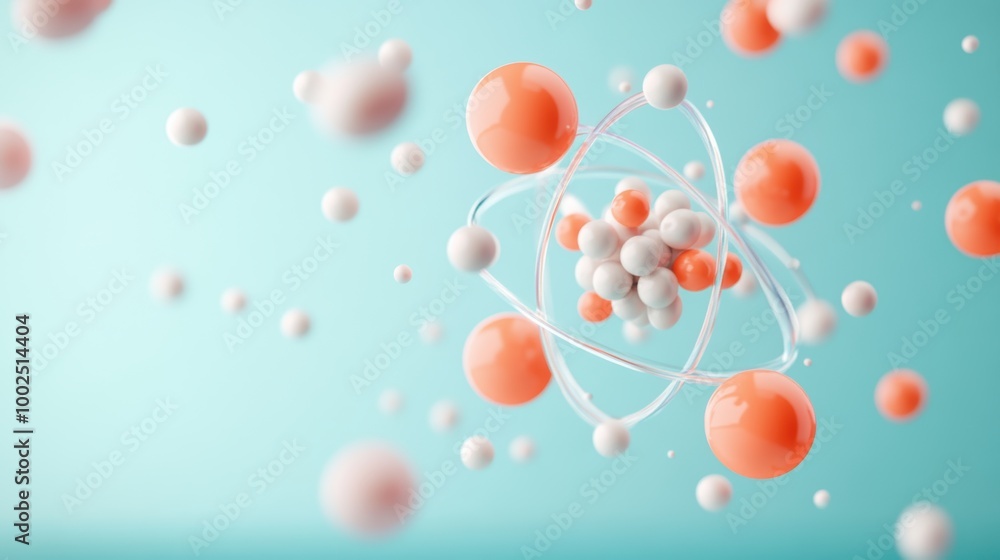 Poster a playful depiction of the various particles within an atom, each with a unique personality and appe
