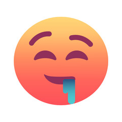 Obraz premium Drooling face emoji icon. Trendy colors, popular element for social media and digital designs. Emoticon, isolated element.