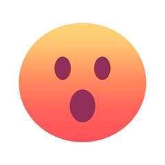 Face with open mouth emoji icon. Trendy colors, popular element expressing surprise or shock, frequently used in social media. Emoticon, isolated element.