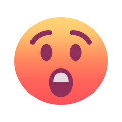 Astonished face emoji icon. Trendy colors, popular element expressing surprise or shock, often used in social media. Emoticon, isolated element.