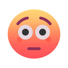 Flushed face emoji icon. Trendy colors, popular element conveying embarrassment or excitement, commonly used in social media. Emoticon, isolated element.