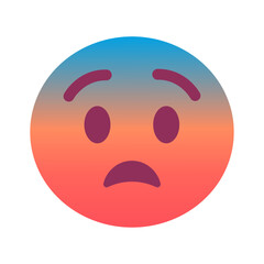 Fearful face emoji icon. Trendy colors, popular element representing anxiety or fear, often used in social media. Emoticon, isolated element.