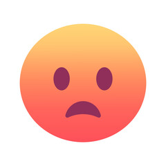 Frowning face with open mouth emoji icon. Trendy colors, popular element expressing surprise or disappointment, often used in social media. Emoticon, isolated element.