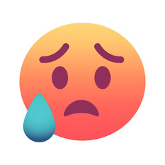 Sad but relieved face emoji icon. Trendy colors, popular element reflecting mixed emotions of sadness and relief, commonly used in social media. Emoticon, isolated element.