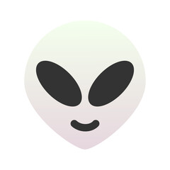 Alien emoji icon. Trendy colors, popular element often representing extraterrestrial themes, widely used in social media. Emoticon, isolated element.