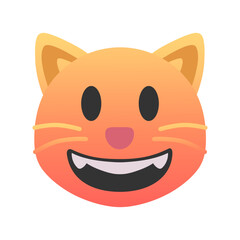 Grinning cat emoji icon. Trendy colors, popular element representing a playful feline, often used in social media. Emoticon, isolated element.