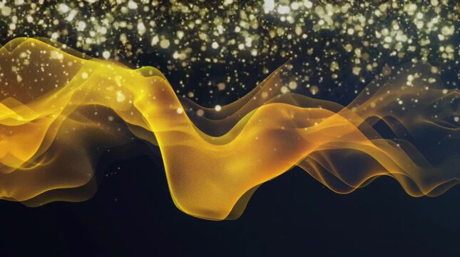 abstract gold smoke and black background. Virtual 4K video animation background with looping time lapse with very smooth graphics.