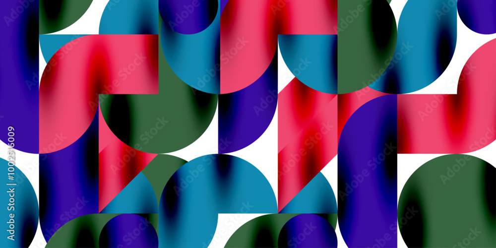 Poster tech minimal circular shapes geometric art. vector modern circles