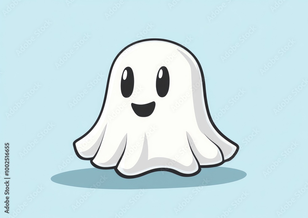 Poster cartoon ghost icon for digital use in social media applications and web design simple 2d illustratio
