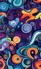 Hand-drawn 2D Doodle Tile and Carpet Patterns with White Borders – Geometric, Floral, and Abstract Designs