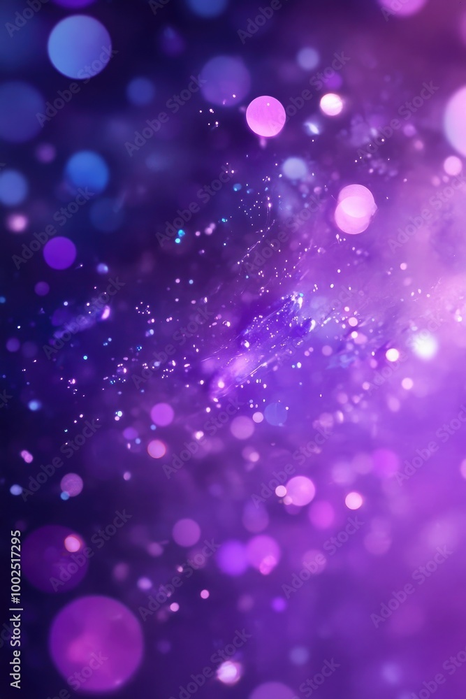 Poster abstract violet background featuring sparkling circles and particles creating a beautiful illustrati