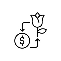 Flower exchange outline icons, minimalist vector illustration ,simple transparent graphic element .Isolated on white background