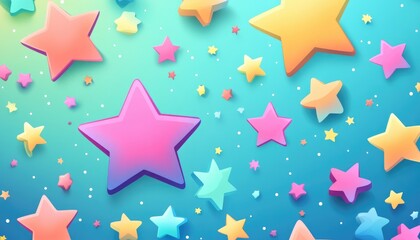 Light blue 2D cartoon design featuring vibrant stars This colorful abstract illustration showcases gradient star elements ideal for promotional purposes