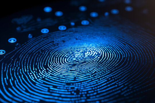 Abstract fingerprint scan, identity security, fraud prevention concept