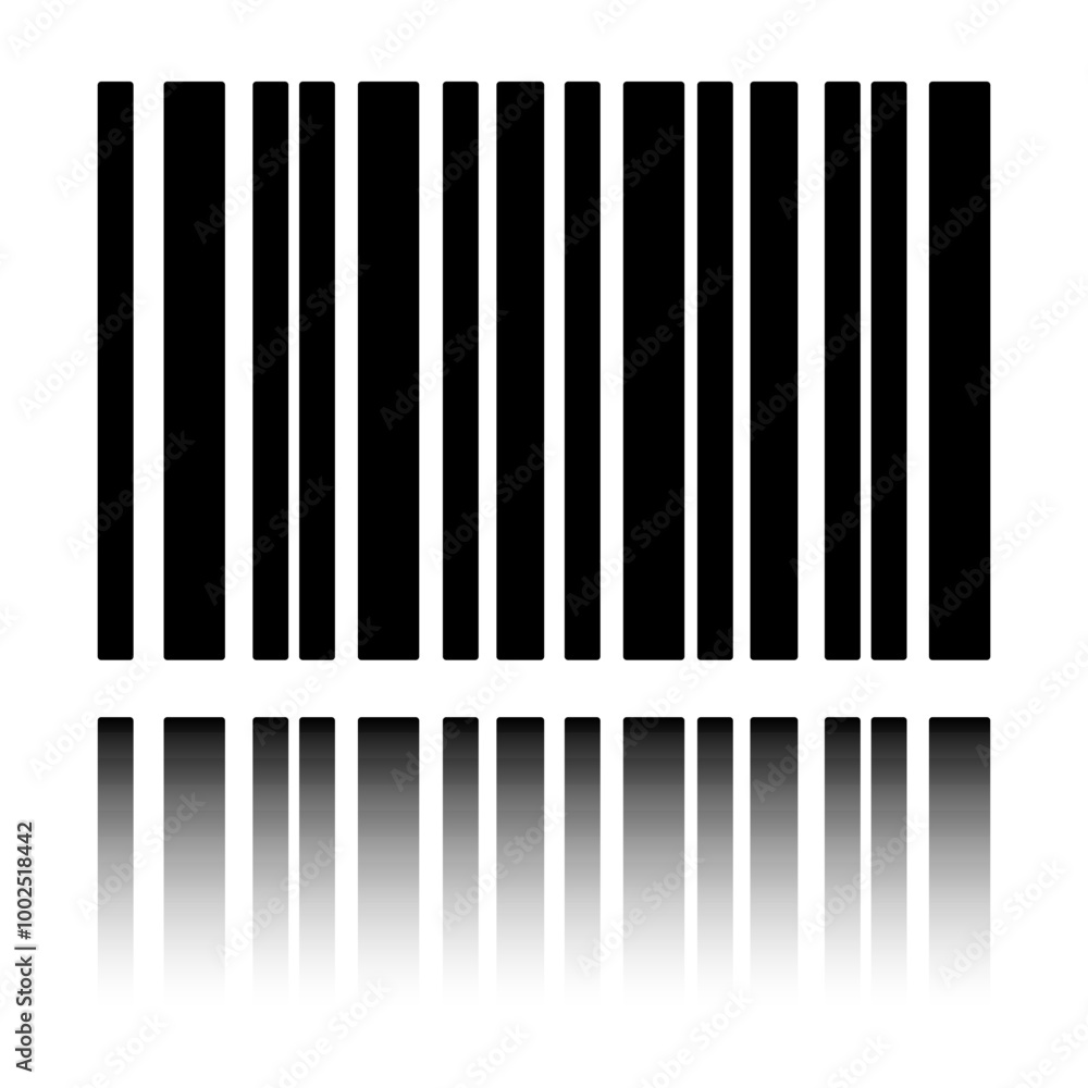 Poster barcode simple icon vector. flat design. black icon with mirror reflection. white background