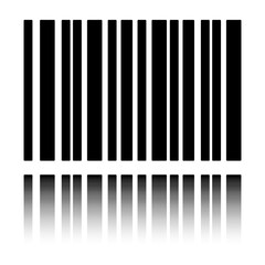 Barcode simple icon vector. Flat design. Black icon with mirror reflection. White background
