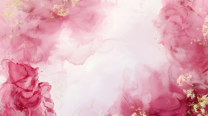 Pink and Gold Frame Background watercolor