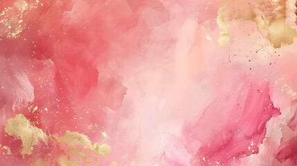 Fototapeta premium Pink and Gold Frame Background watercolor