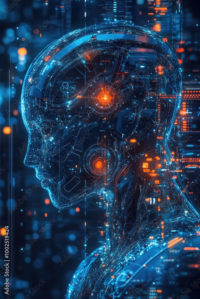 Poster futuristic artificial intelligence design showcasing advanced technology concepts