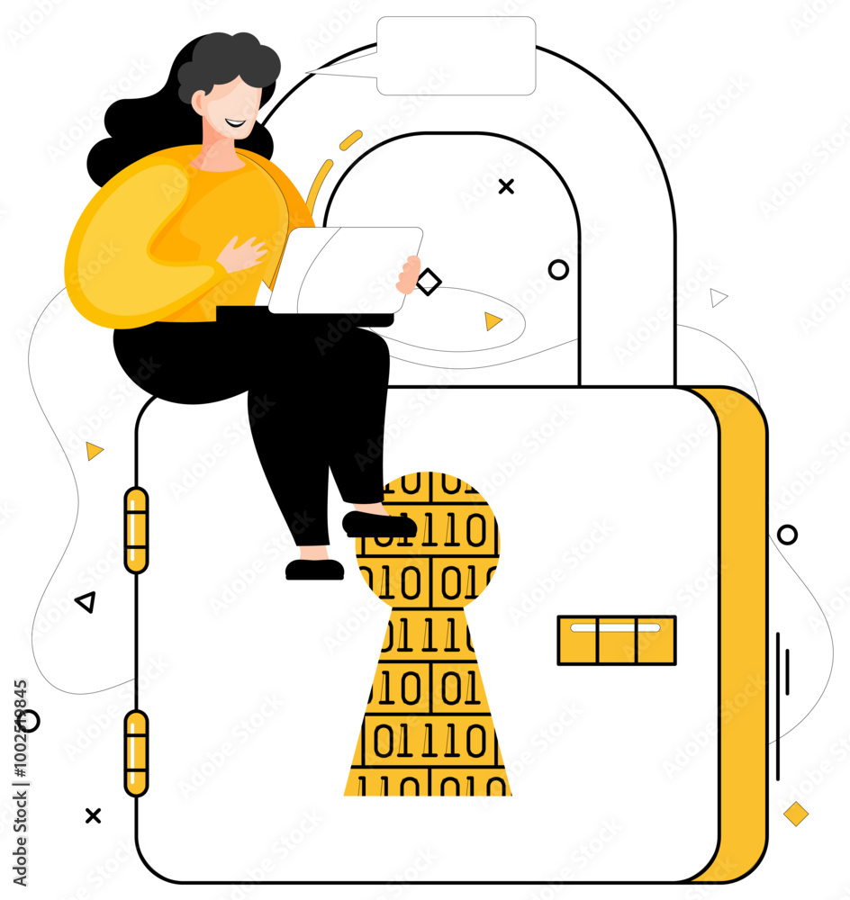 Aufkleber data security vector illustration. the concept data security is compass guiding business through dig
