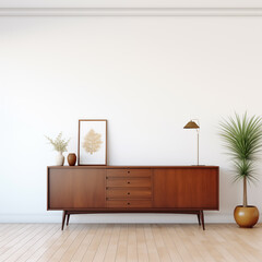 Mid Century Modern Sideboard with Wooden Floor