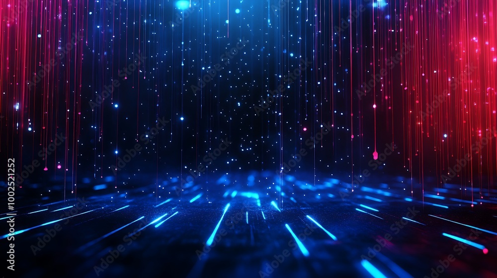 Poster vibrant abstract background with blue and red light trails creating a dynamic, futuristic atmosphere