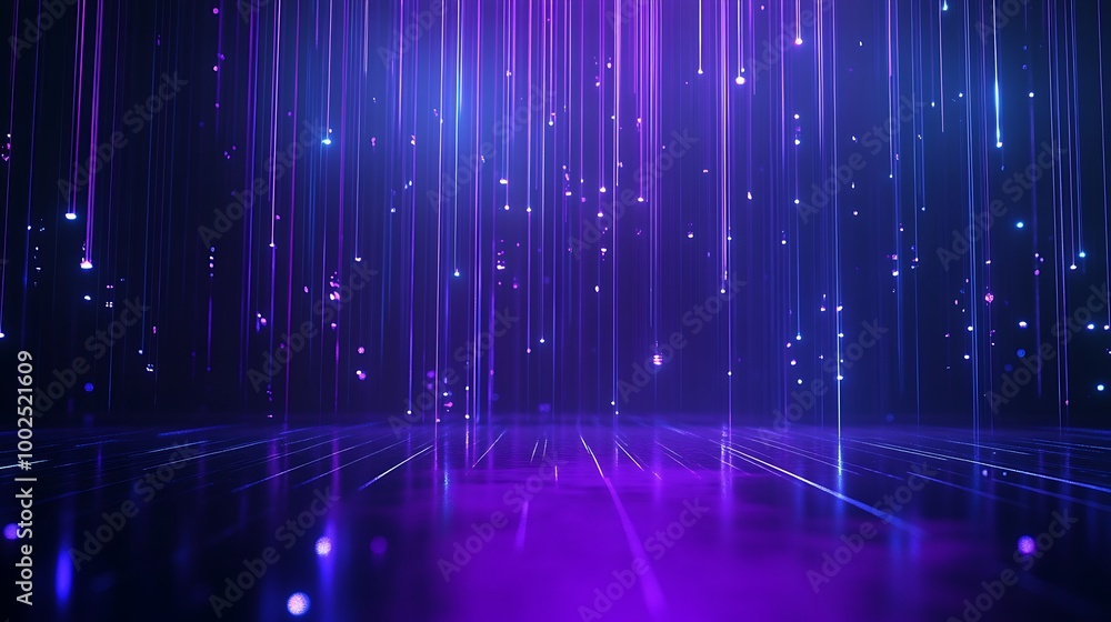 Aufkleber vibrant abstract background with purple and blue lights cascading down, creating a mesmerizing visua