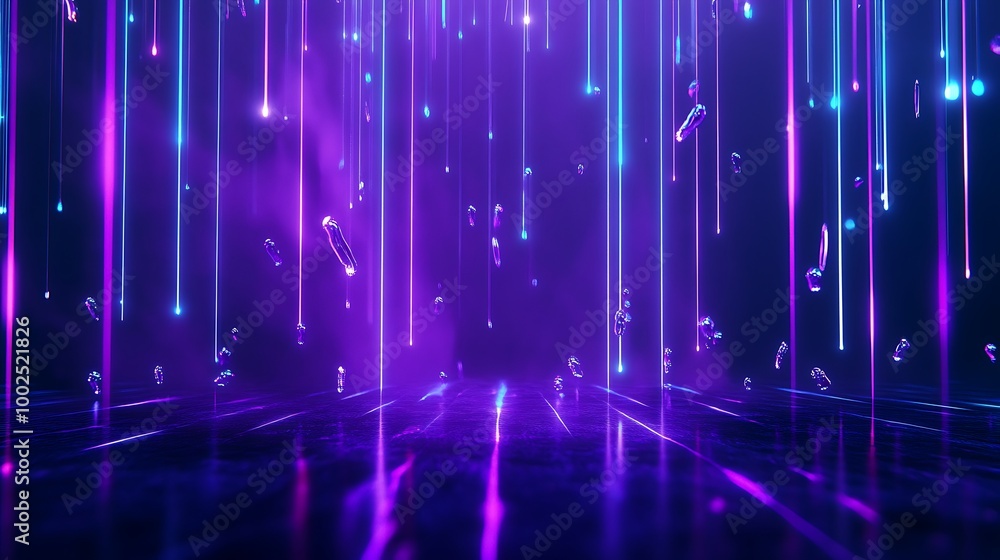 Poster vibrant abstract lights with colorful streaks creating a dynamic visual effect on a dark background.