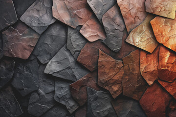 Reddish brown, fire, copper orange, black abstract background. geometric shapes color gradient.