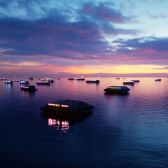 Naklejka premium a large body of water with many boats floating in it