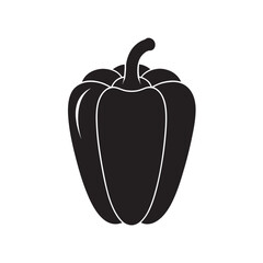 Silhouette Bell Pepper Sliced Black Color Vector Illustration | Paprika Printable Clipart