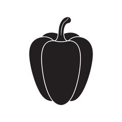 Silhouette Bell Pepper Sliced Black Color Vector Illustration | Paprika Printable Clipart