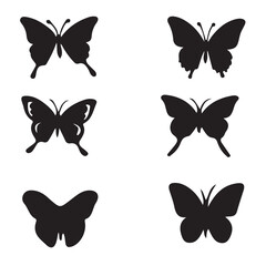set of butterflies isolated on white background.