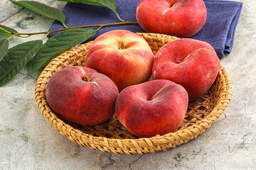 Ripe sweet and juicy Flat peach