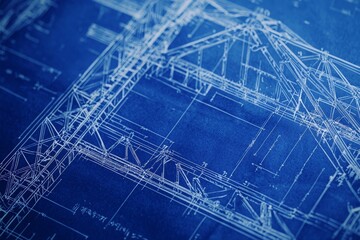 Detailed Blueprint of a Structural Bridge Design