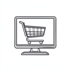 a computer monitor with a shopping cart on it