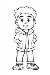 Obraz premium a boy in a hoodie and jeans is standing in front of a white background