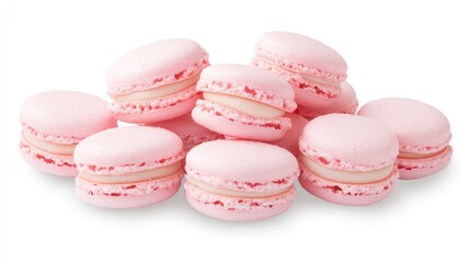 Fototapeta premium Delicious matcha macarons stacked beautifully against a pristine white background, capturing the essence of gourmet treats in vibrant detail